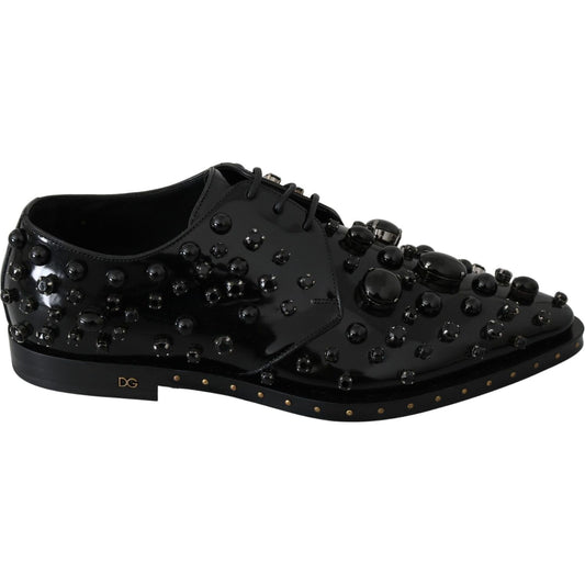 Elegant Black Dress Shoes with Crystals