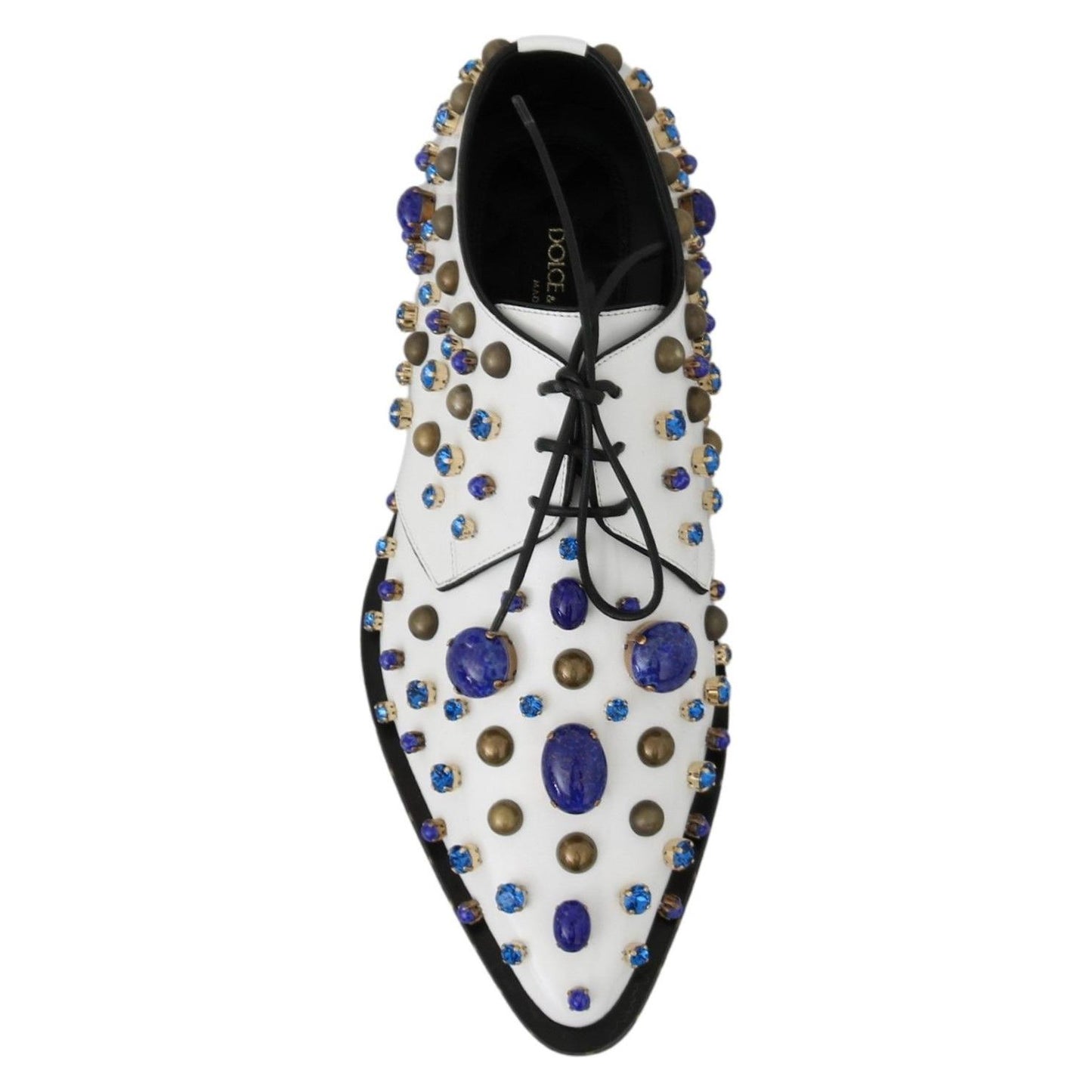 Elegant White Leather Dress Shoes With Crystals