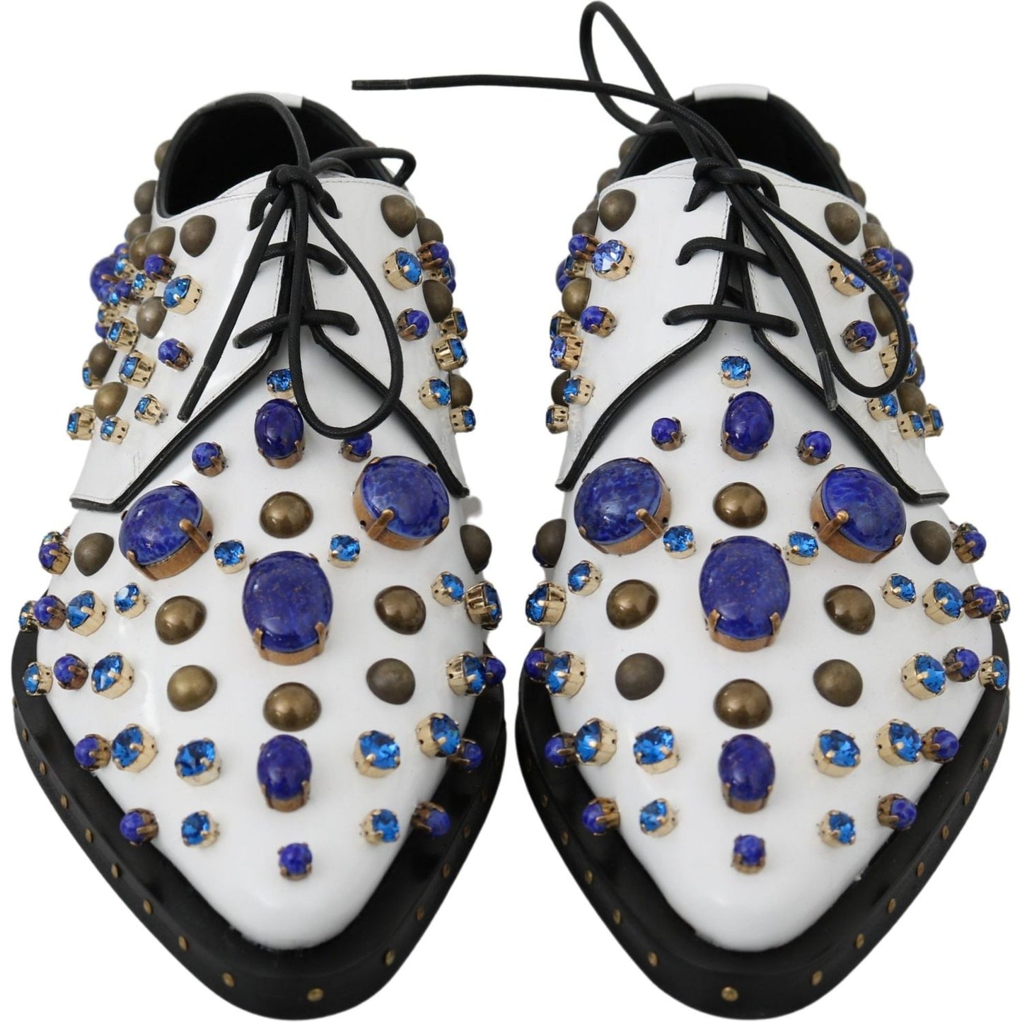 Dolce & Gabbana Elegant White Leather Dress Shoes With Crystals Dolce & Gabbana