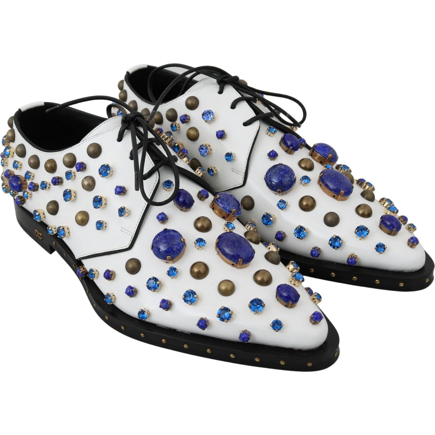 Dolce & Gabbana Elegant White Leather Dress Shoes With Crystals Dolce & Gabbana