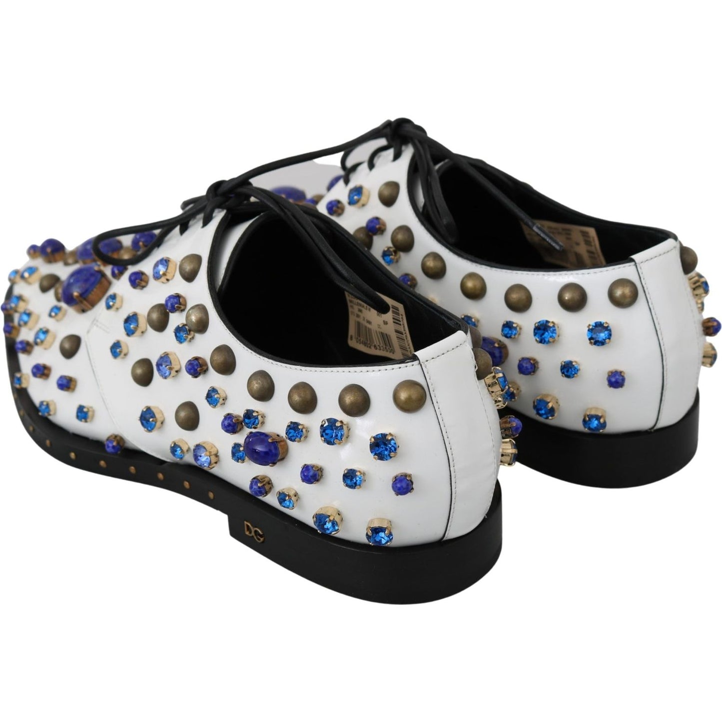 Elegant White Leather Dress Shoes With Crystals