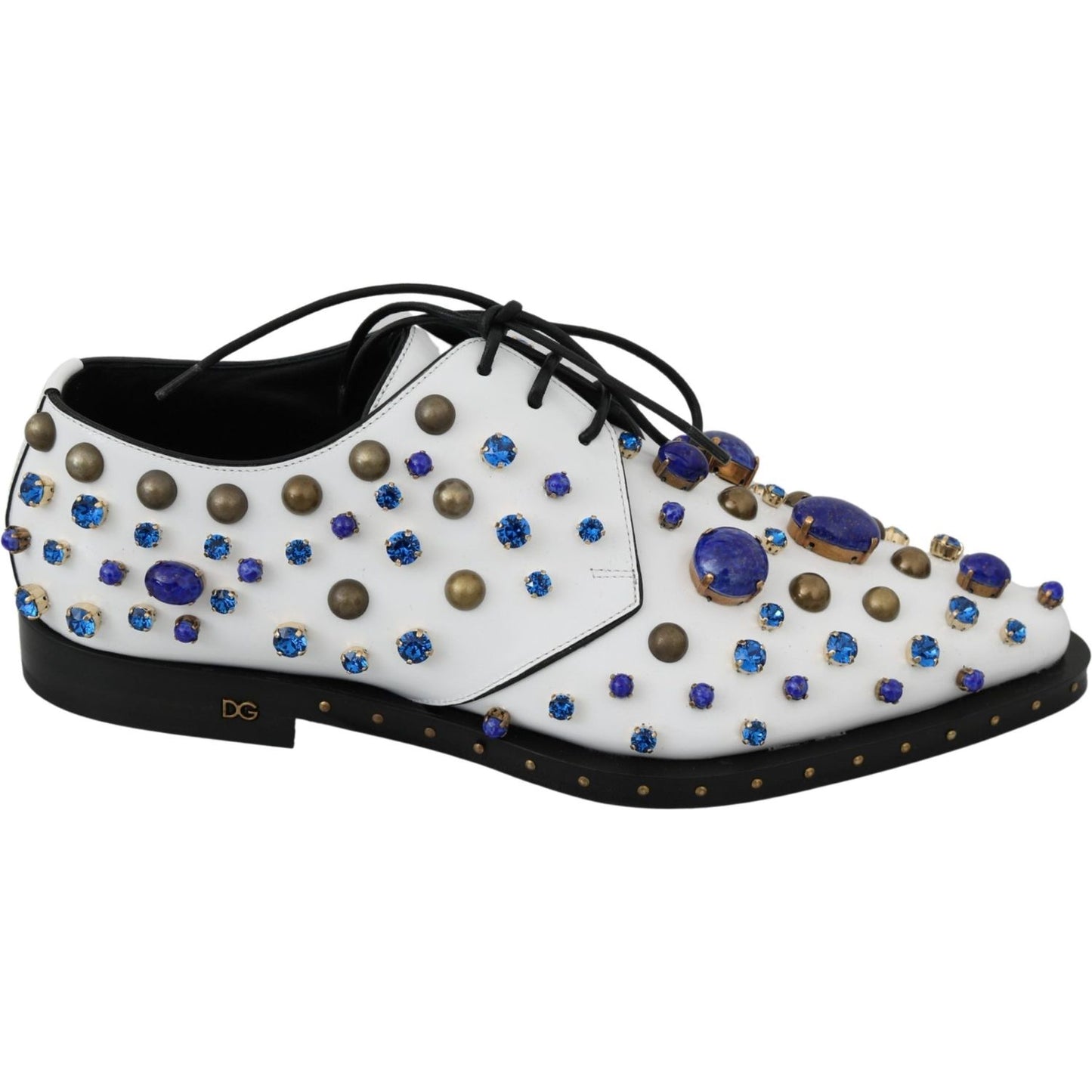 Elegant White Leather Dress Shoes With Crystals