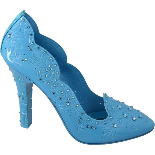 Crystal Embellished Blue Cinderella Pumps