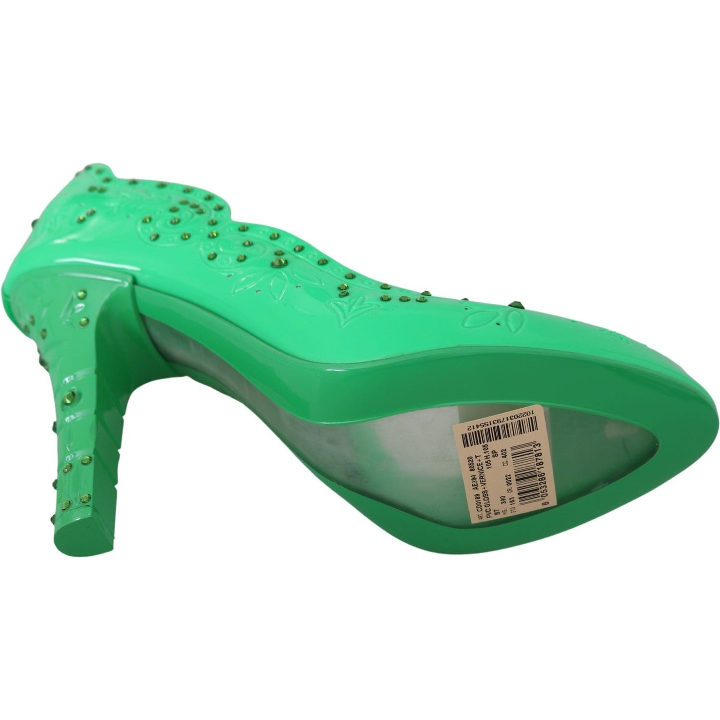 Enchanting Crystal Cinderella Pumps in Lush Green