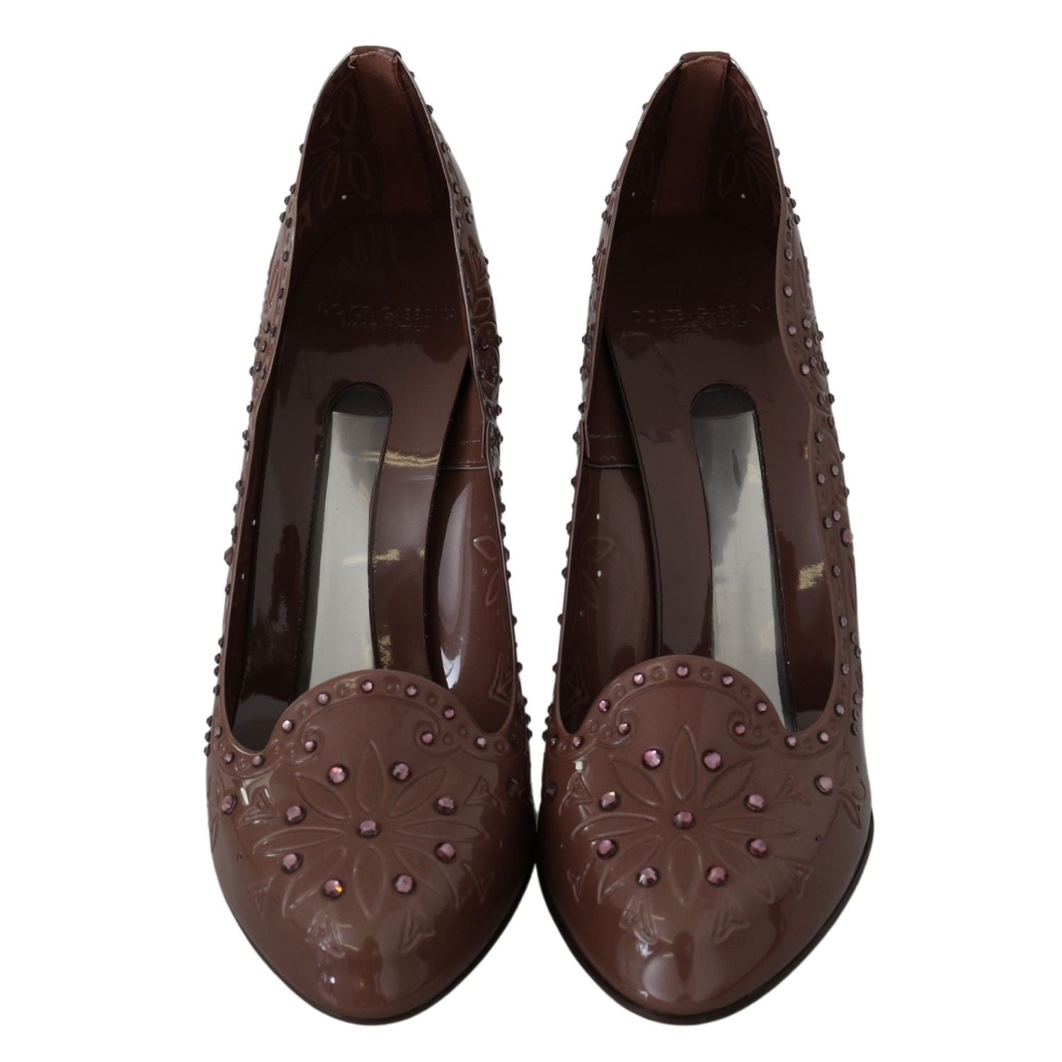 Dolce & Gabbana Brown Floral Crystal Heels CINDERELLA Shoes