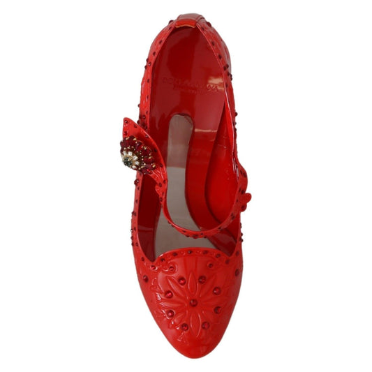 Chic Red Crystal Cinderella Pumps