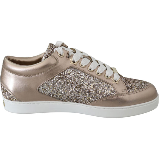 Ballet Pink Glitter Leather Sneakers