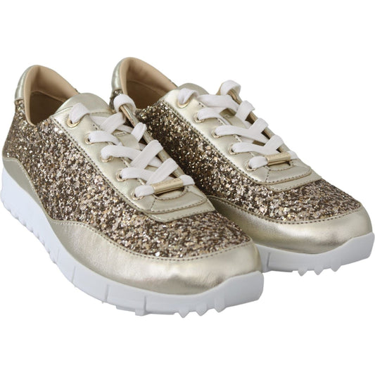 Antique Gold Glitter Leather Sneakers