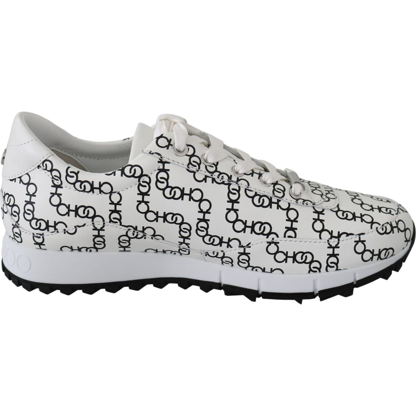 Jimmy Choo White and Black Leather Monza Sneakers