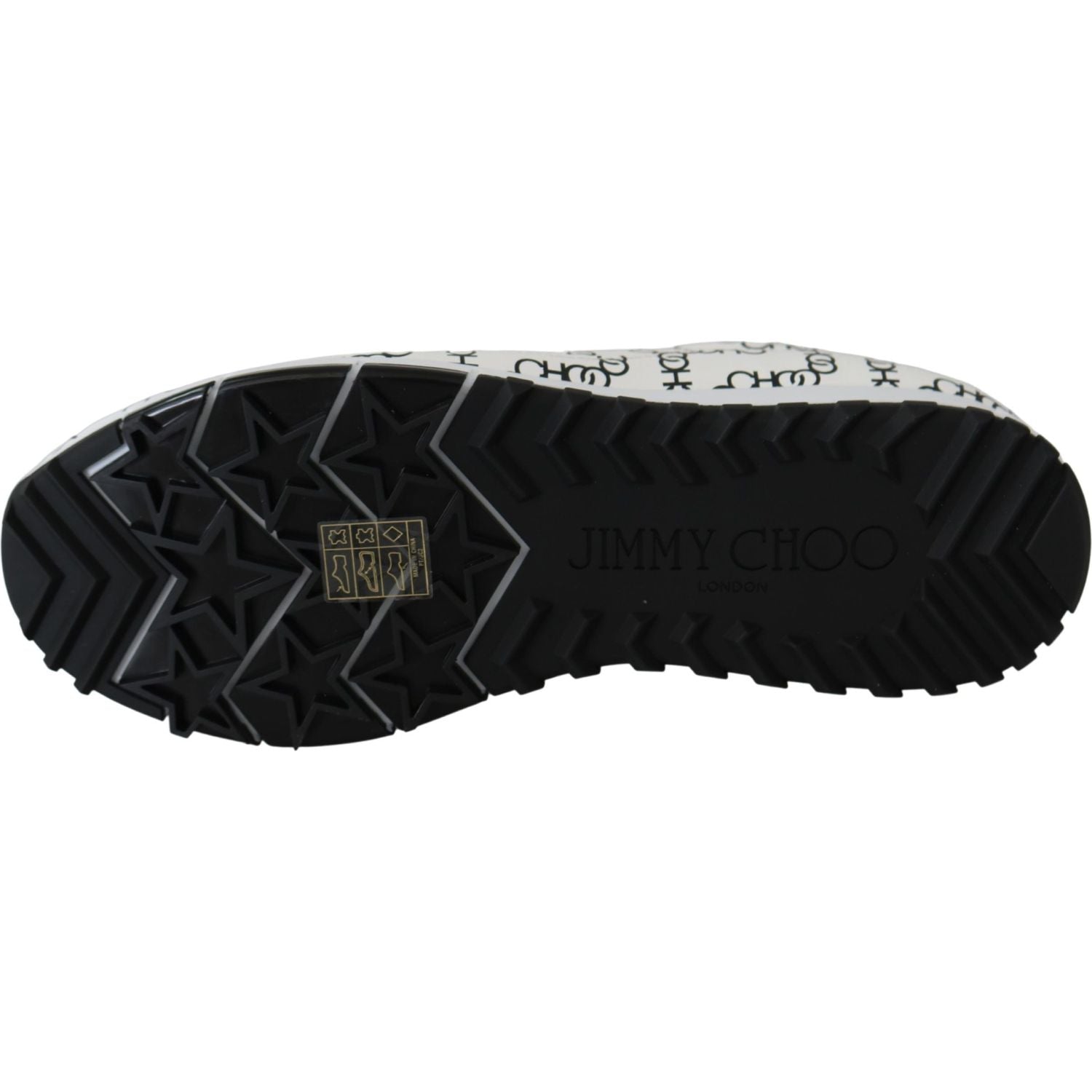 Jimmy Choo White and Black Leather Monza Sneakers