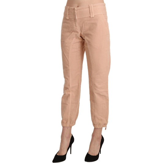 Chic Beige Cropped Cotton Pants