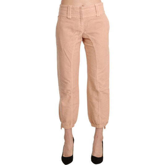 Chic Beige Cropped Cotton Pants