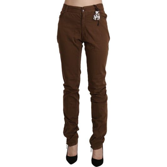 Chic High Waist Skinny Cotton Trousers