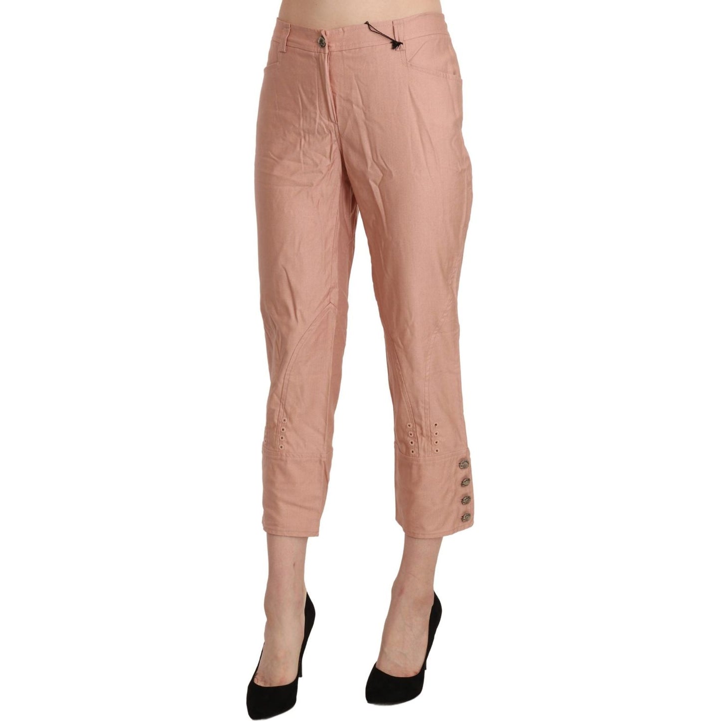 Chic High Waist Cropped Cotton Trousers