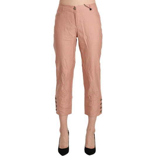 Chic High Waist Cropped Cotton Trousers