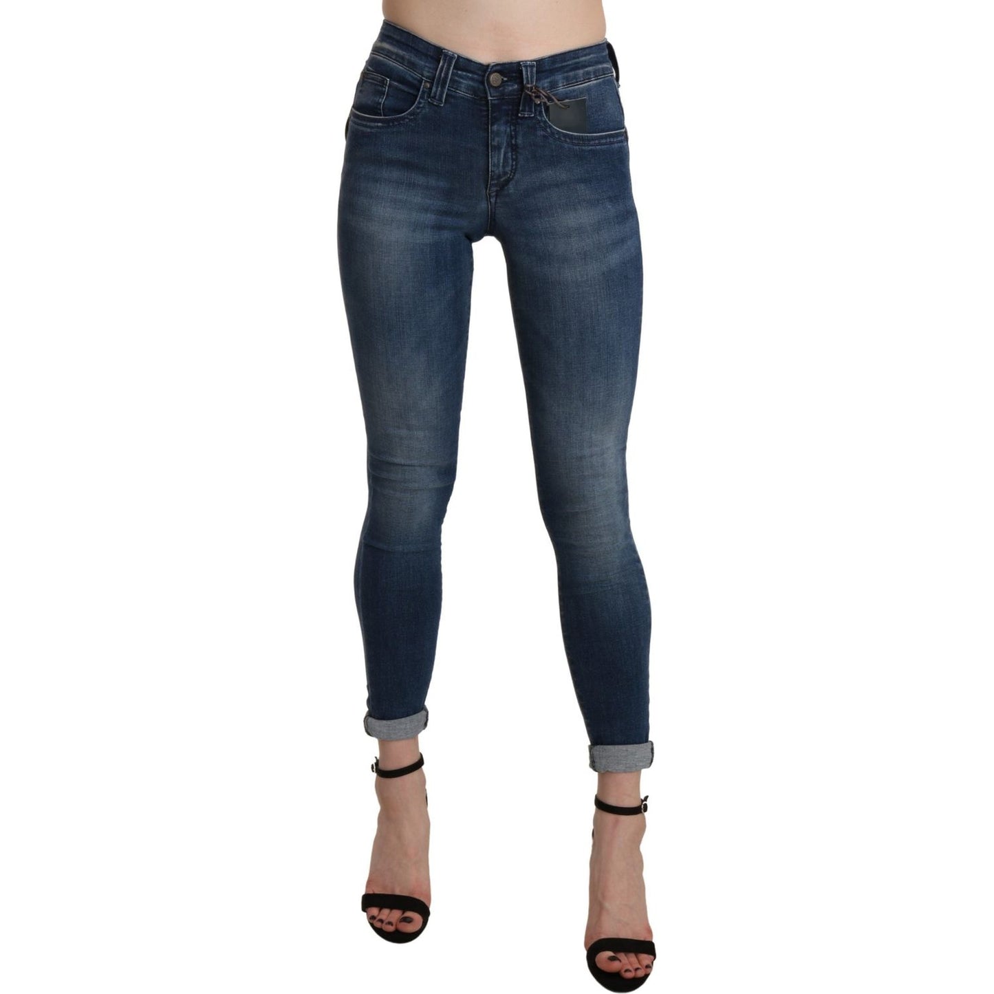 Chic Blue High Waist Cropped Jeans