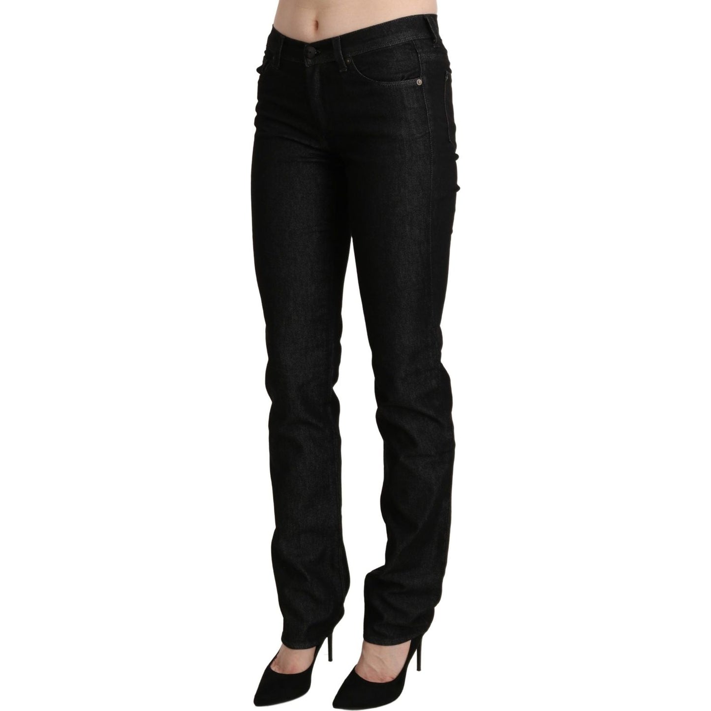 Chic Black Mid Waist Skinny Jeans