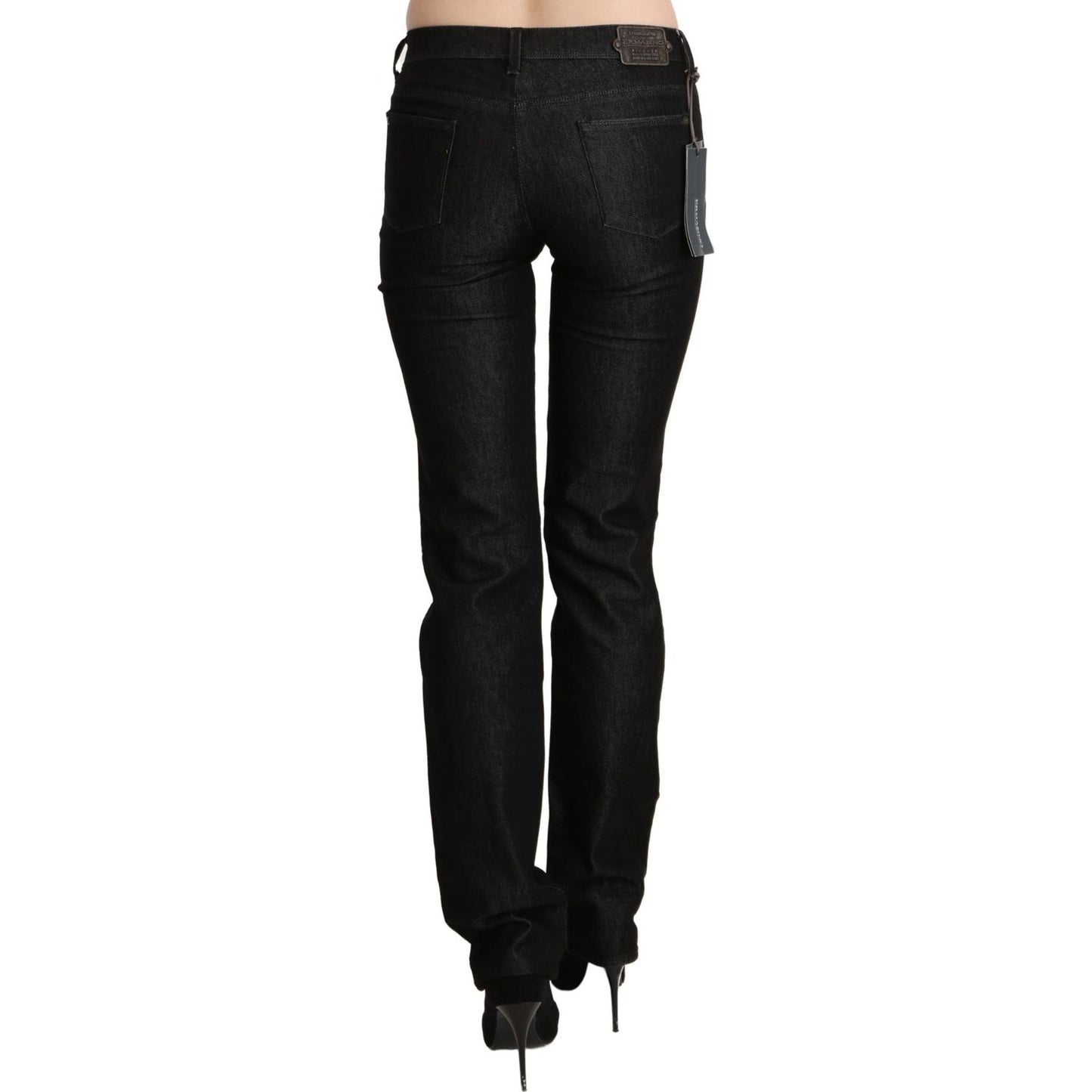 Chic Black Mid Waist Skinny Jeans