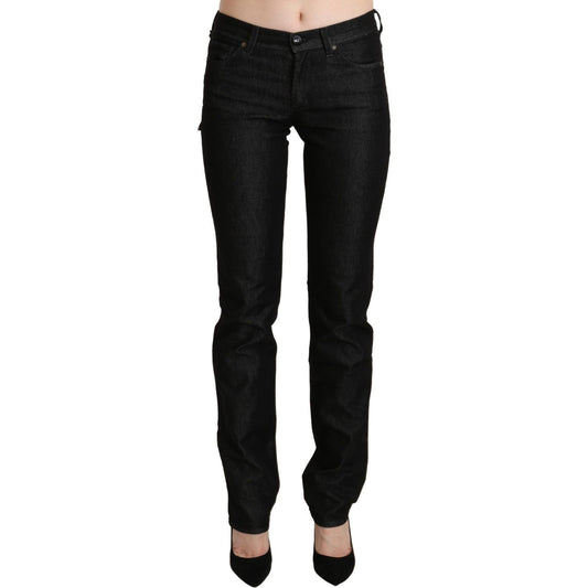 Chic Black Mid Waist Skinny Jeans