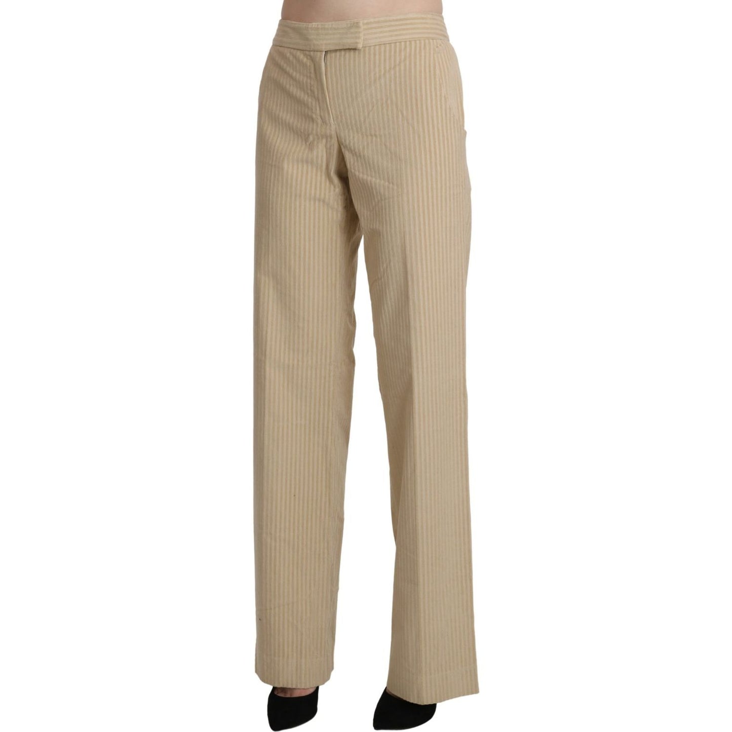 Chic Beige High-Waist Wide Leg Pants