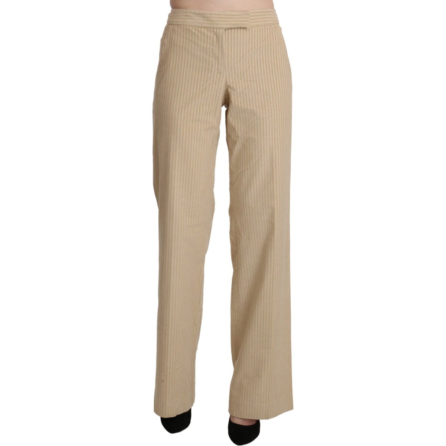 Chic Beige High-Waist Wide Leg Pants