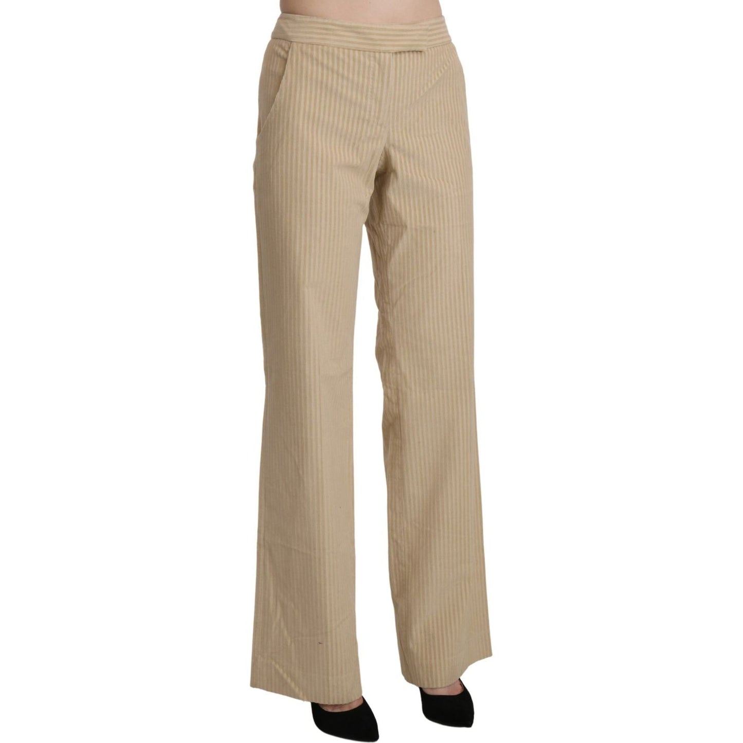 Chic Beige High-Waist Wide Leg Pants