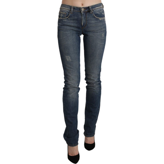 Ermanno Scervino Chic Mid Waist Skinny Denim in Blue Washed Ermanno Scervino