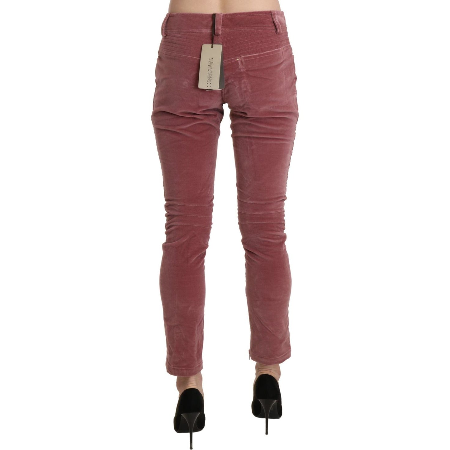 Chic Red Mid Waist Skinny Trousers