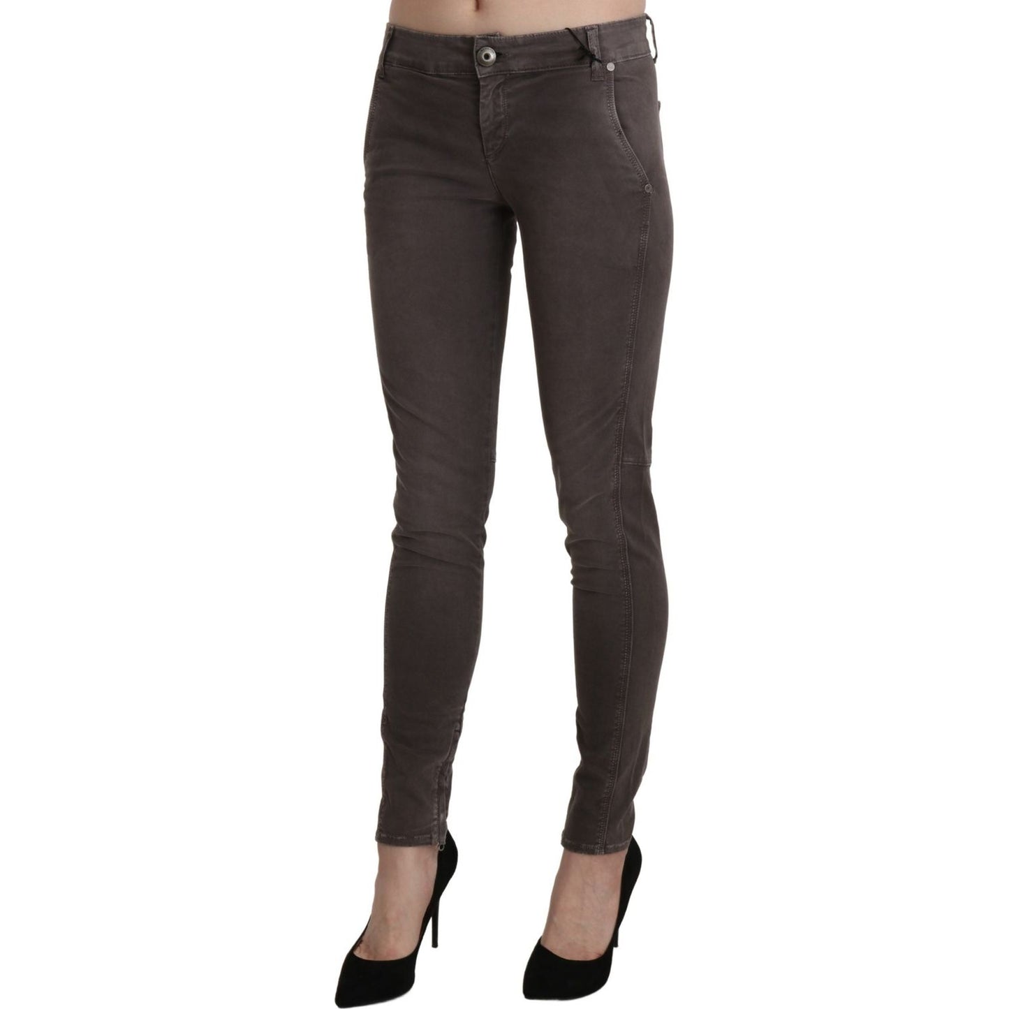 Chic Brown Low Waist Skinny Trousers