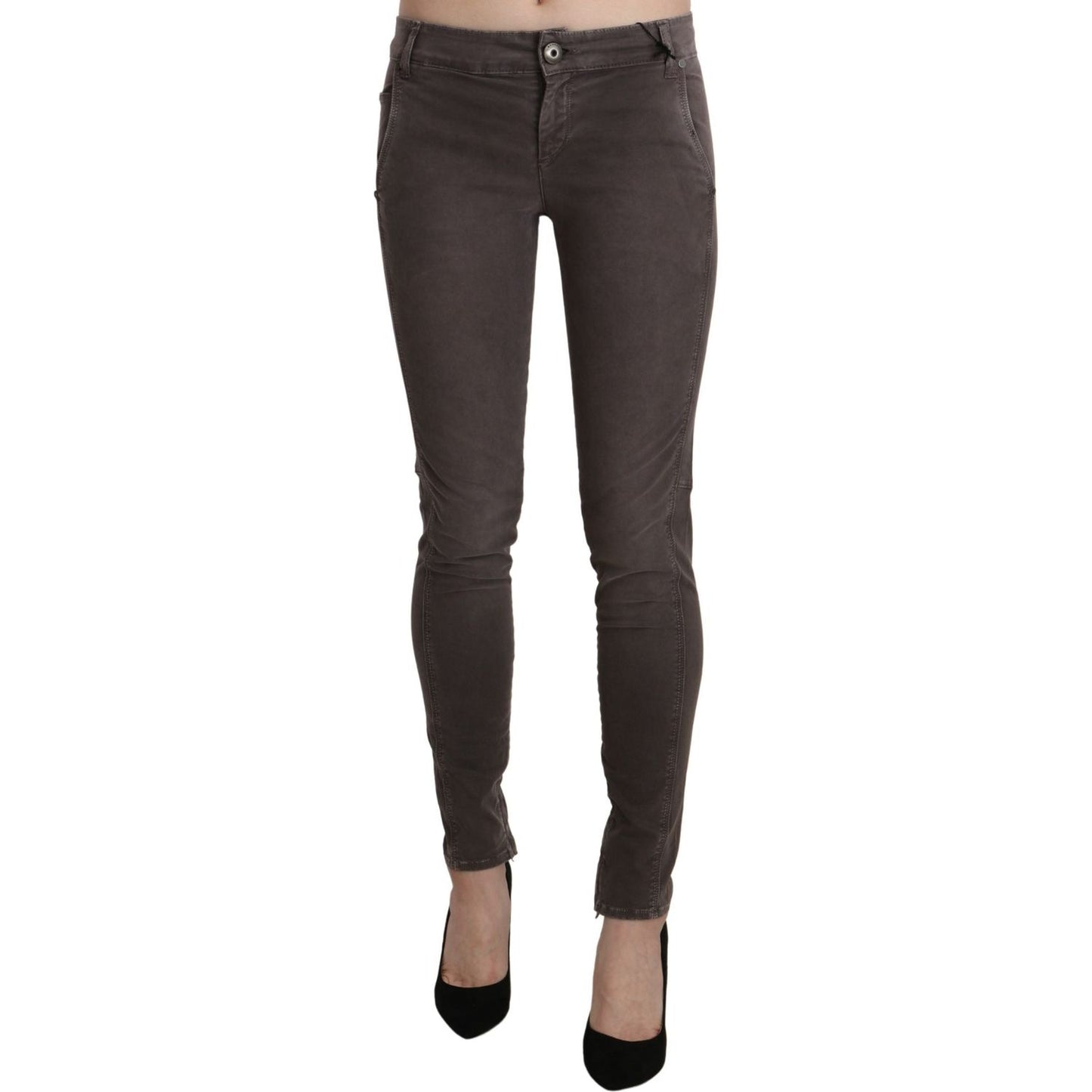 Chic Brown Low Waist Skinny Trousers