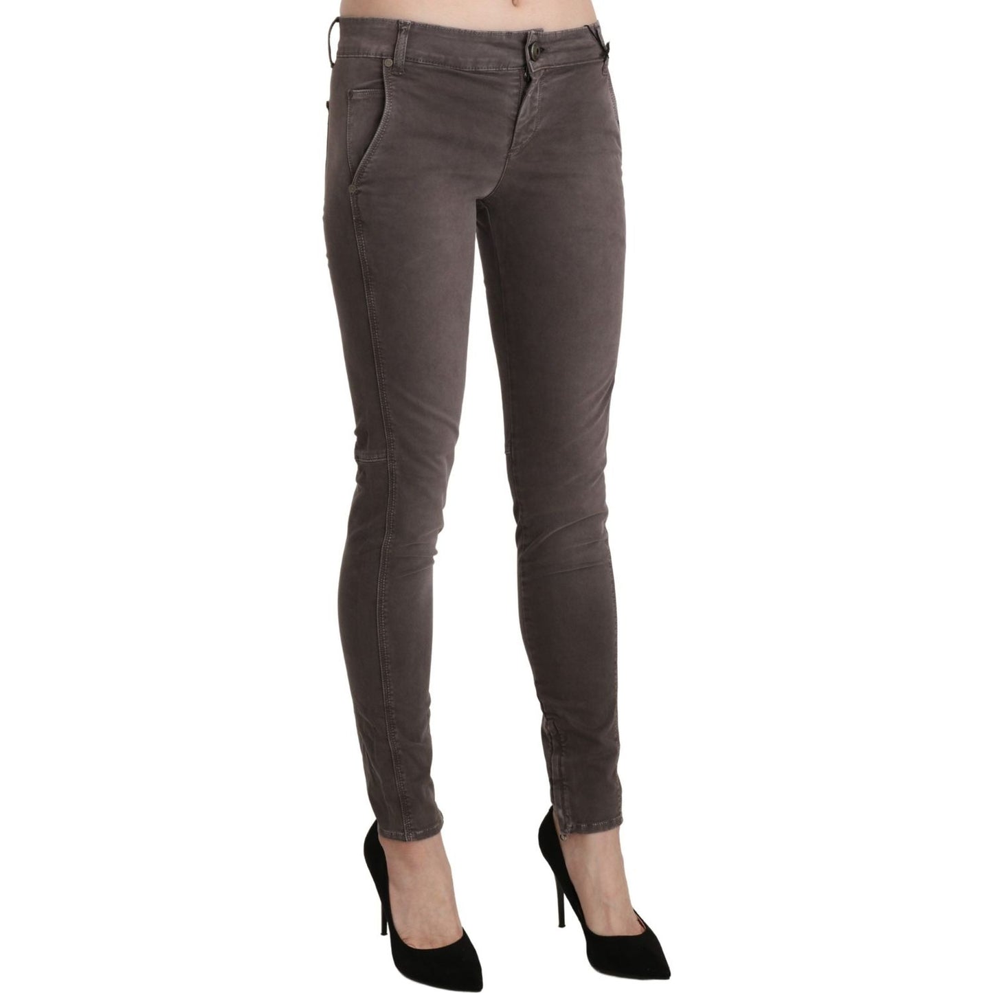 Chic Brown Low Waist Skinny Trousers