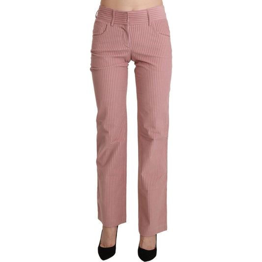 Chic Pink Mid Waist Straight Trousers