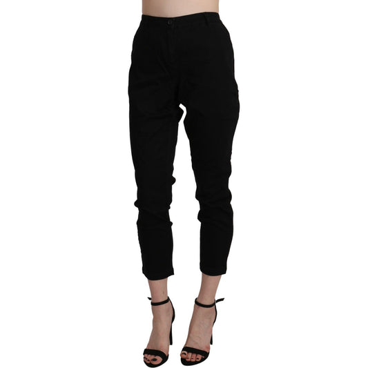 Chic High Waist Cropped Black Jeans