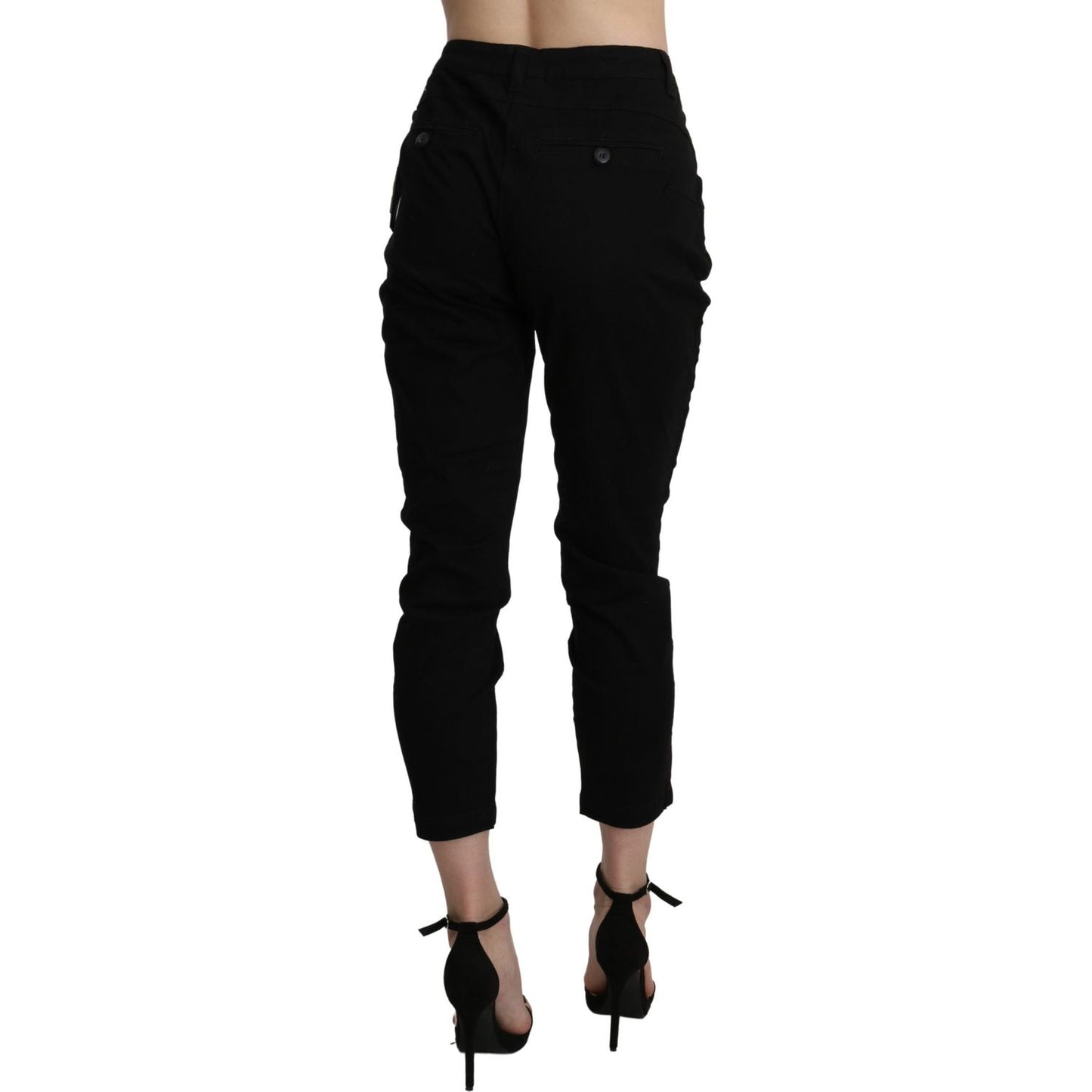 Chic High Waist Cropped Black Jeans