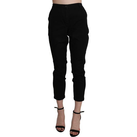 Chic High Waist Cropped Black Jeans