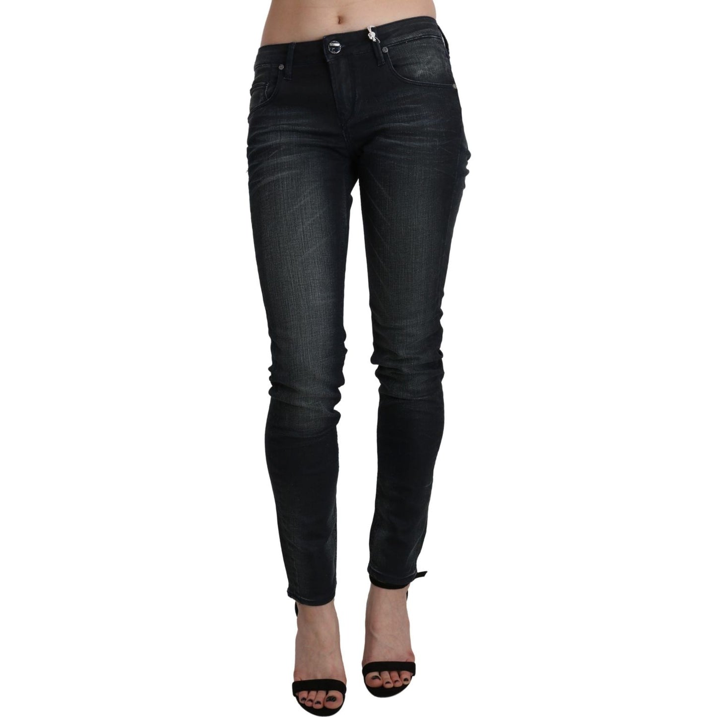 Elegant Low Waist Skinny Black Jeans