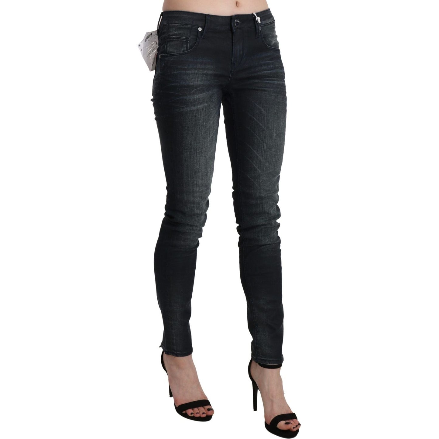 Elegant Low Waist Skinny Black Jeans