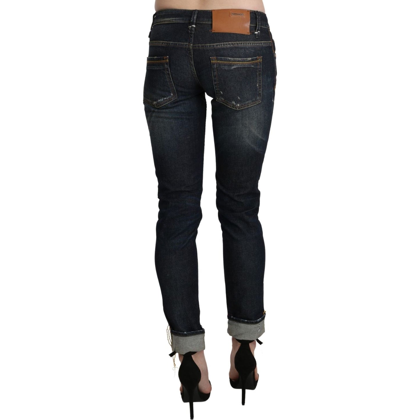 Chic Dark Blue Skinny Cropped Jeans