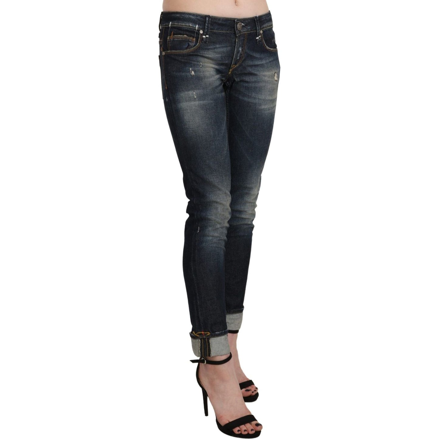 Chic Dark Blue Skinny Cropped Jeans