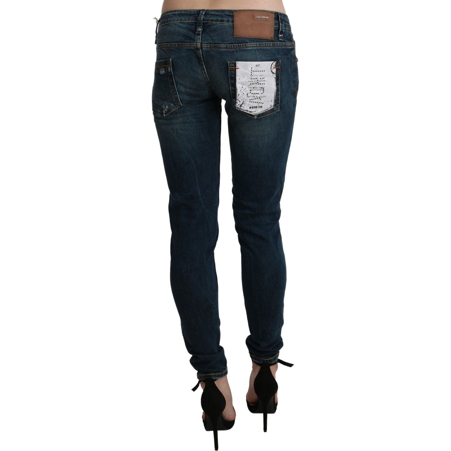 Sleek Low Waist Skinny Denim - Blue Washed