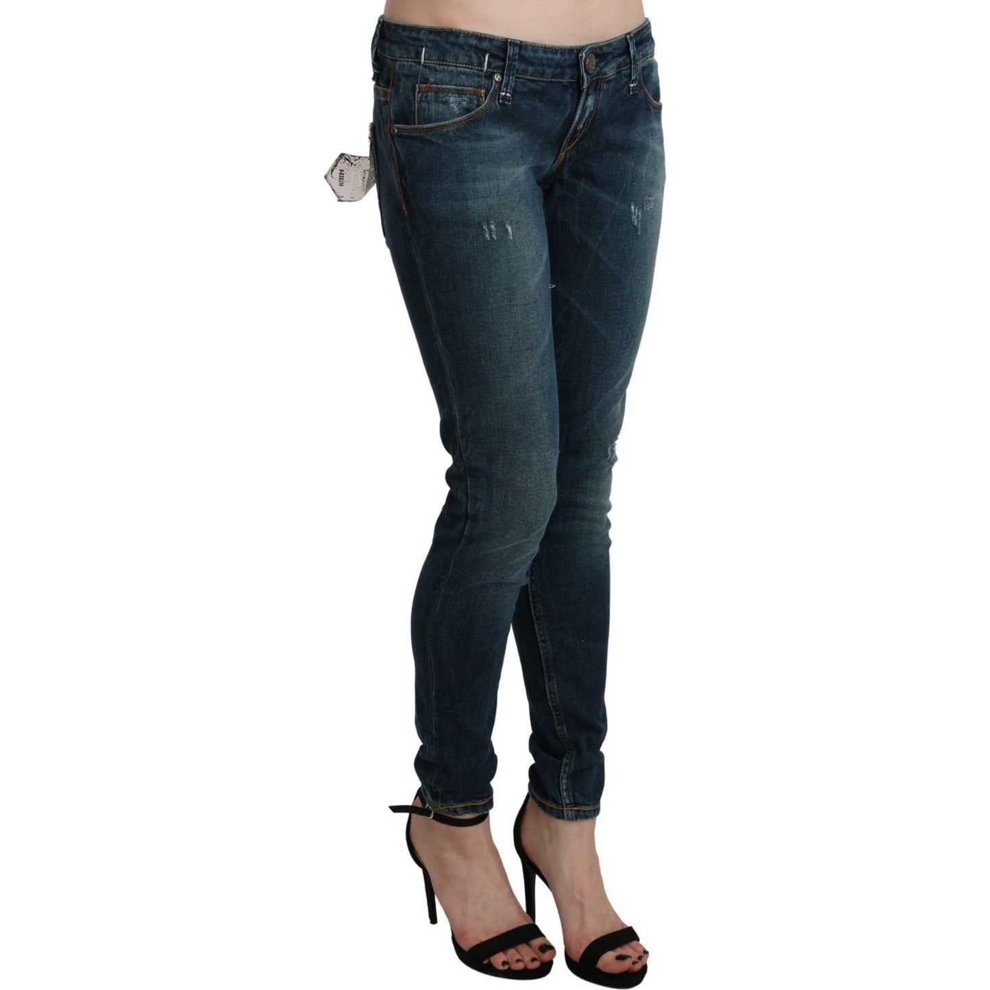 Sleek Low Waist Skinny Denim - Blue Washed