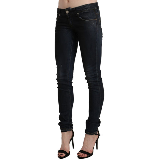 Chic Low Waist Skinny Black Jeans