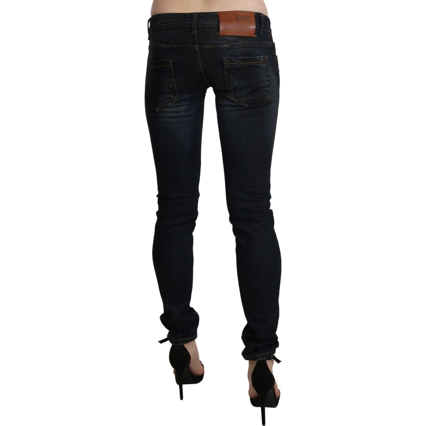 Chic Low Waist Skinny Black Jeans