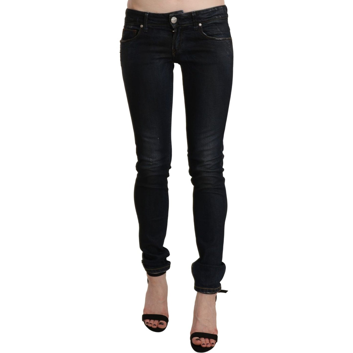 Chic Low Waist Skinny Black Jeans