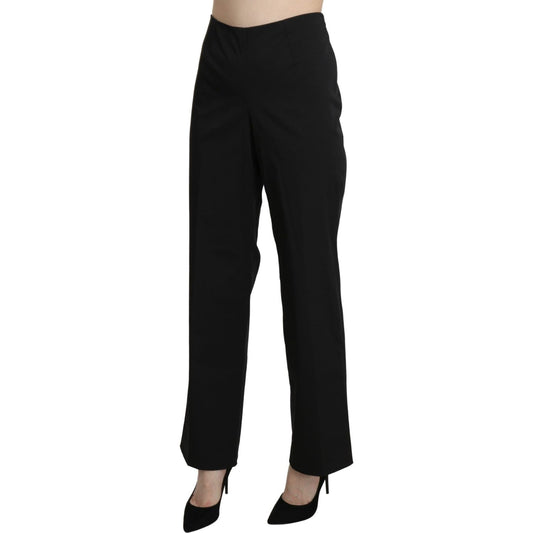 Elegant High Waist Straight Black Pants