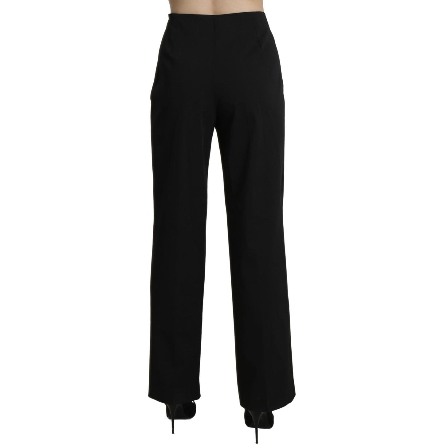 Elegant High Waist Straight Black Pants