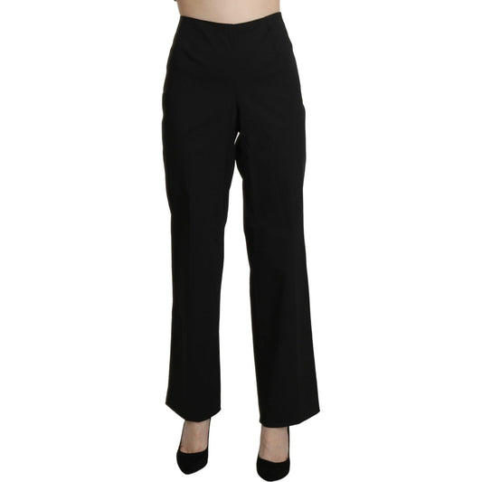 Elegant High Waist Straight Black Pants