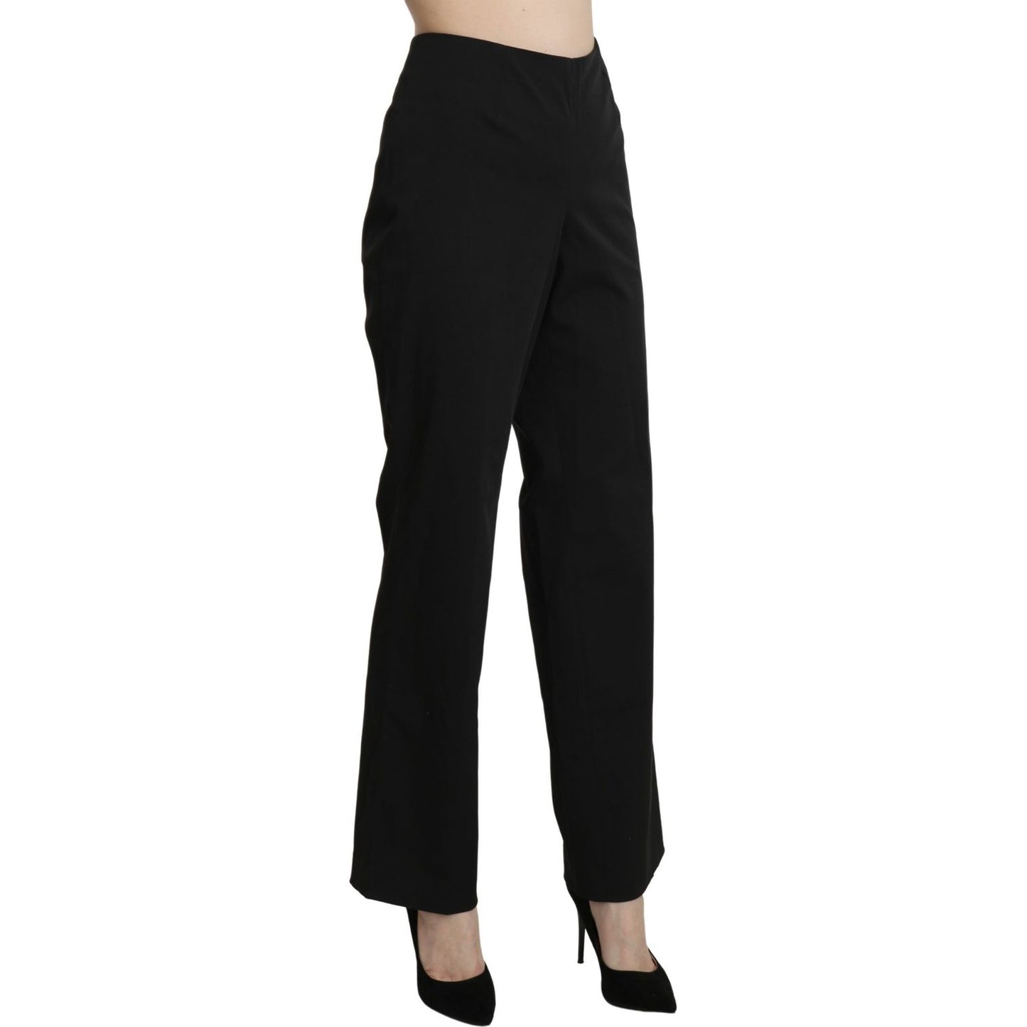 Elegant High Waist Straight Black Pants