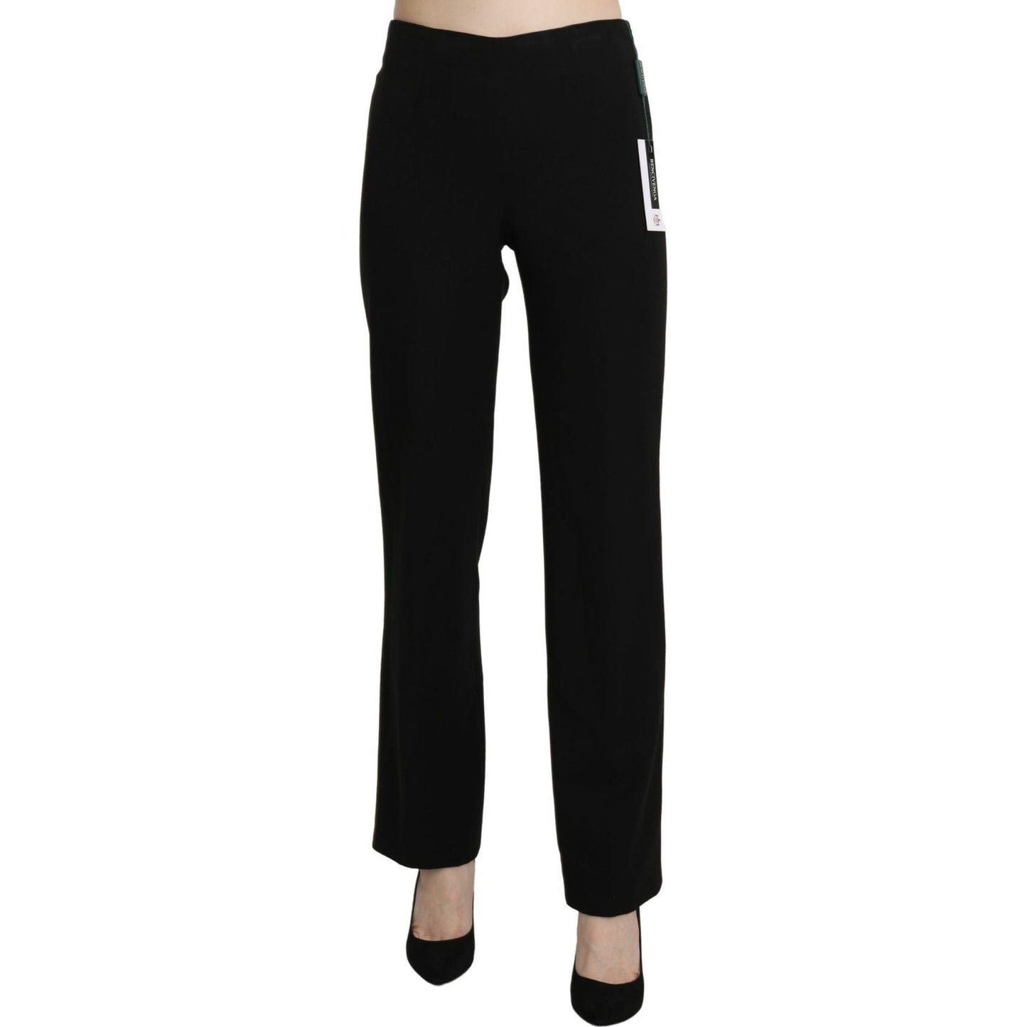 Elegant Black High Waist Straight Pants