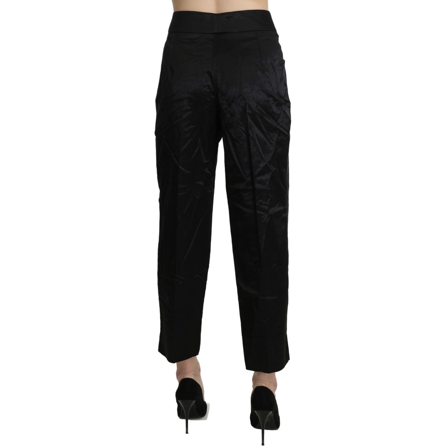 BENCIVENGA Black High Waist Straight Cropped Dress Trouser Pants